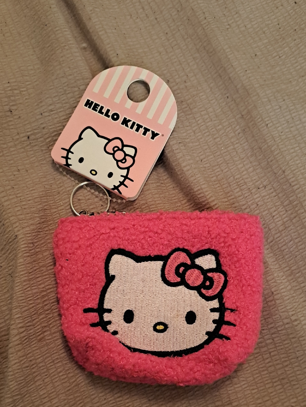 Hello Kitty Pink Plush Keychain Pouch